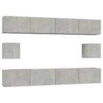 vidaXL 6-dielna súprava TV skriniek betónovo-sivá spracované drevo – Obrázok 2