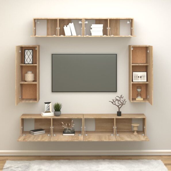 vidaXL 6-dielna súprava TV skriniek dub sonoma spracované drevo – Obrázok 3