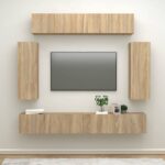 vidaXL 6-dielna súprava TV skriniek dub sonoma spracované drevo