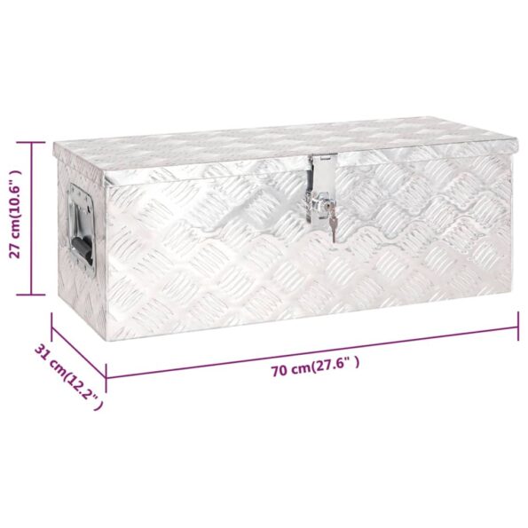 vidaXL Úložný box strieborný 70x31x27 cm hliník – Obrázok 8