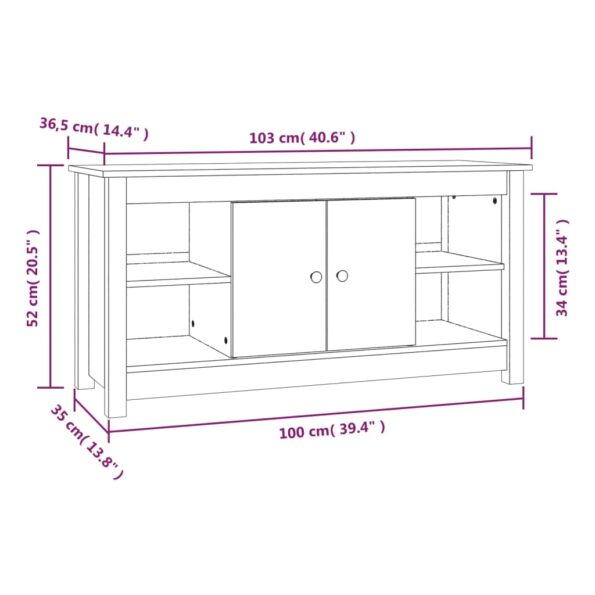 vidaXL TV skrinka sivá 103x36,5x52 cm masívna borovica – Obrázok 9
