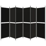 vidaXL 6-panelový paraván čierna 300x180 cm látka – Obrázok 4