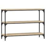 vidaXL Knižnica dub sonoma 100x33x70,5 cm spracované drevo a oceľ – Obrázok 2