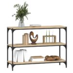 vidaXL Knižnica dub sonoma 100x33x70,5 cm spracované drevo a oceľ – Obrázok 4