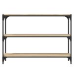 vidaXL Knižnica dub sonoma 100x33x70,5 cm spracované drevo a oceľ – Obrázok 5