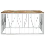 vidaXL Konferenčný stolík strieborný nehrdzavejúca oceľ a recyk. masív – Obrázok 3