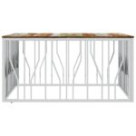 vidaXL Konferenčný stolík strieborný nehrdzavejúca oceľ a recyk. masív – Obrázok 4