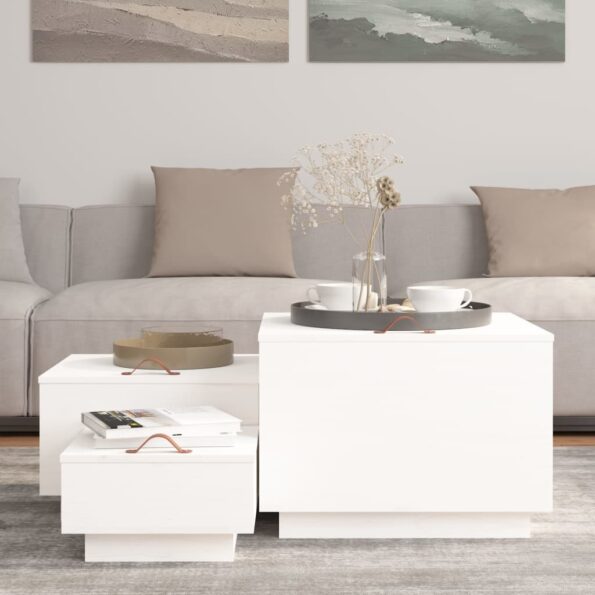 vidaXL Úložné boxy s vekom 3 ks biele masívna borovica – Obrázok 3