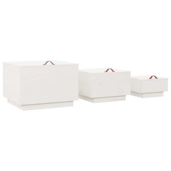 vidaXL Úložné boxy s vekom 3 ks biele masívna borovica – Obrázok 5