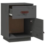 vidaXL Nočný stolík sivý 40x34x55 cm masívne borovicové drevo – Obrázok 7