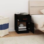 vidaXL Nočné stolíky 2 ks čierne 40x34x55 cm borovicový masív – Obrázok 3