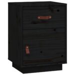 vidaXL Nočné stolíky 2 ks čierne 40x34x55 cm borovicový masív – Obrázok 5