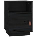 vidaXL Nočný stolík čierny 40x34x55 cm masívne borovicové drevo – Obrázok 2