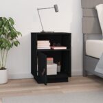 vidaXL Nočný stolík čierny 40x34x55 cm masívne borovicové drevo – Obrázok 3