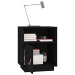 vidaXL Nočný stolík čierny 40x34x55 cm masívne borovicové drevo – Obrázok 5