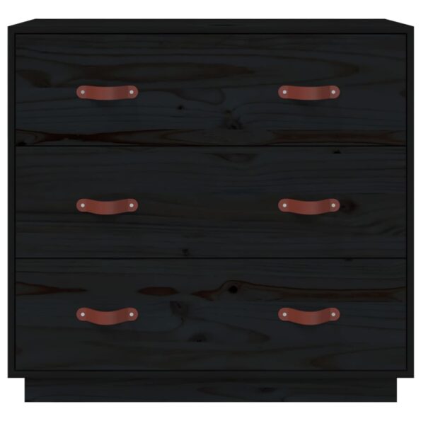 vidaXL Komoda čierna 80x40x75 cm borovicový masív – Obrázok 3