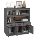 vidaXL Vysoká skrinka sivá 100x40x108,5 cm masívna borovica – Obrázok 4