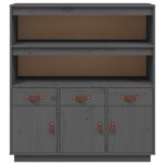 vidaXL Vysoká skrinka sivá 100x40x108,5 cm masívna borovica – Obrázok 5