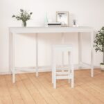 vidaXL Barový stolík biely 180x80x110 cm borovicový masív – Obrázok 5