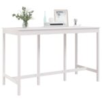 vidaXL Barový stolík biely 180x80x110 cm borovicový masív – Obrázok 6