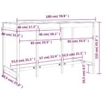 vidaXL Barový stolík biely 180x80x110 cm borovicový masív – Obrázok 8