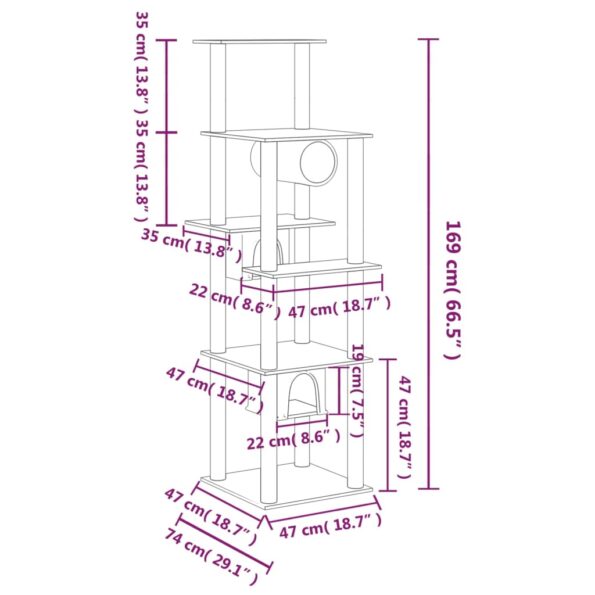 VXL8720287213857_g_en_hd_5.jpg vidaXL Škrabadlo pre mačky so sisalovými stĺpikmi krémové 169 cm – Obrázok 7