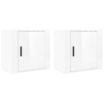 vidaXL Nástenné nočné stolíky 2 ks lesklé biele 50x30x47 cm – Obrázok 2