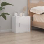 vidaXL Nástenné nočné stolíky 2 ks lesklé biele 50x30x47 cm – Obrázok 3