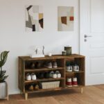 vidaXL Botník dymový dub 102x36x60 cm spracované drevo – Obrázok 3