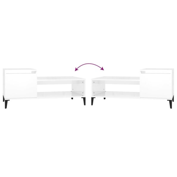 vidaXL Konferenčný stolík lesklý biely 100x50x45 cm spracované drevo – Obrázok 8