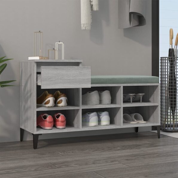 vidaXL Botník sivý dub sonoma 102x36x60 cm spracované drevo – Obrázok 3