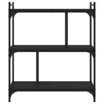 vidaXL Knižnica 3-poschodová čierna 76x32x88 cm kompozitné drevo – Obrázok 4