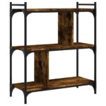 vidaXL Knižnica 3-poschodová dymový dub 76x32x88 cm kompozitné drevo – Obrázok 2