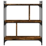 vidaXL Knižnica 3-poschodová dymový dub 76x32x88 cm kompozitné drevo – Obrázok 4