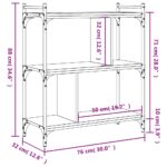 vidaXL Knižnica 3-poschodová dymový dub 76x32x88 cm kompozitné drevo – Obrázok 9