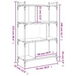 vidaXL Knižnica 4-poschodová hnedý dub 76x32x123 cm kompozitné drevo – Obrázok 9