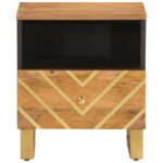 vidaXL Nočný stolík hnedo-čierny masívne mango – Obrázok 4