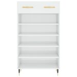 vidaXL Botník lesklý biely 60x35x105 cm spracované drevo – Obrázok 6