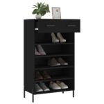 vidaXL Botník čierny 60x35x105 cm kompozitné drevo – Obrázok 4