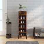 vidaXL Botník dymový dub 30x35x105 cm kompozitné drevo