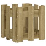 vidaXL Záhradný kvetináč s dizajnom plotu 30x30x30 cm impregn.borovica – Obrázok 4