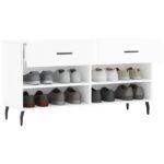 vidaXL Lavička na topánky, lesklá biela 102x35x55 cm, kompozitné drevo – Obrázok 4