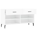vidaXL Lavička na topánky, lesklá biela 102x35x55 cm, kompozitné drevo – Obrázok 5