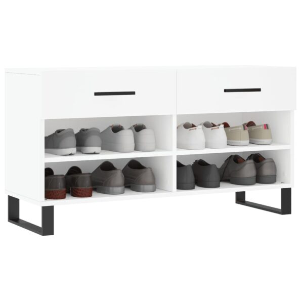 vidaXL Lavička na topánky, biela 102x35x55 cm, kompozitné drevo – Obrázok 3