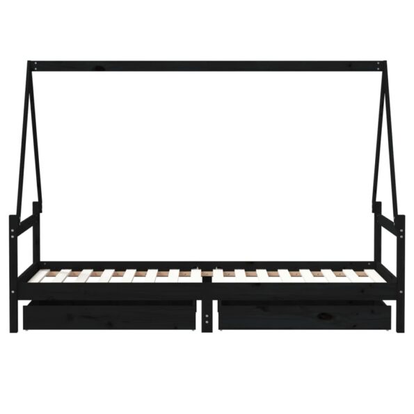vidaXL Rám detskej postele so zásuvkami čierny 90x200 cm mas. borovica – Obrázok 6