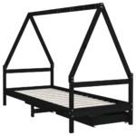 vidaXL Rám detskej postele so zásuvkami čierny 90x200 cm mas. borovica – Obrázok 7