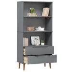 vidaXL Knižnica MOLDE, sivá 85x35x170,5 cm, borovicový masív – Obrázok 3