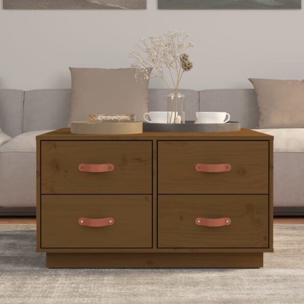 vidaXL Konferenčný stolík medovo-hnedý 80x80x45 cm borovicový masív – Obrázok 3