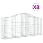 vidaXL Oblúkové gabionové koše 8 ks 200x30x80/100cm pozinkované železo – Obrázok 2