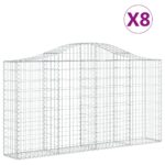 vidaXL Oblúkové gabiónové koše 8ks 200x30x100/120cm pozinkované železo – Obrázok 2